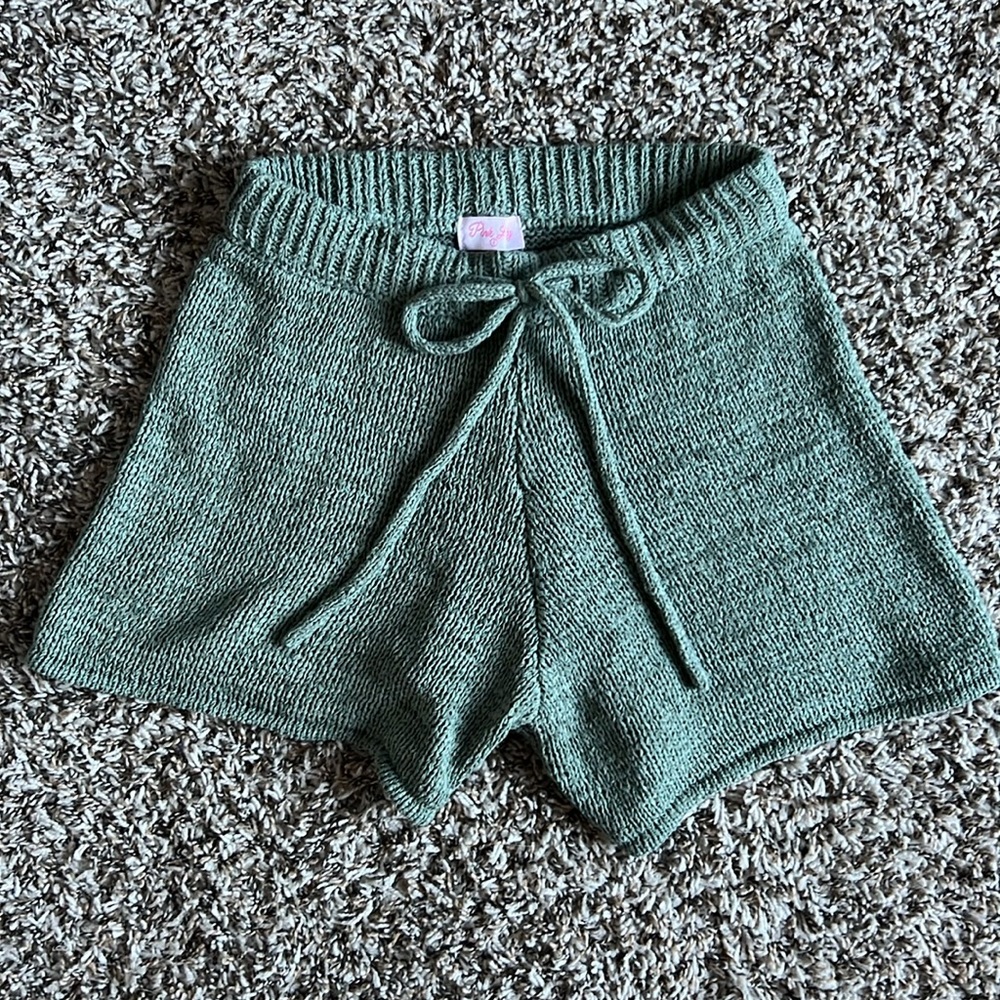 Pink Lily Wonder Often Knit Matching Set -Tank and Shorts - Sage - Picture 4 of 5